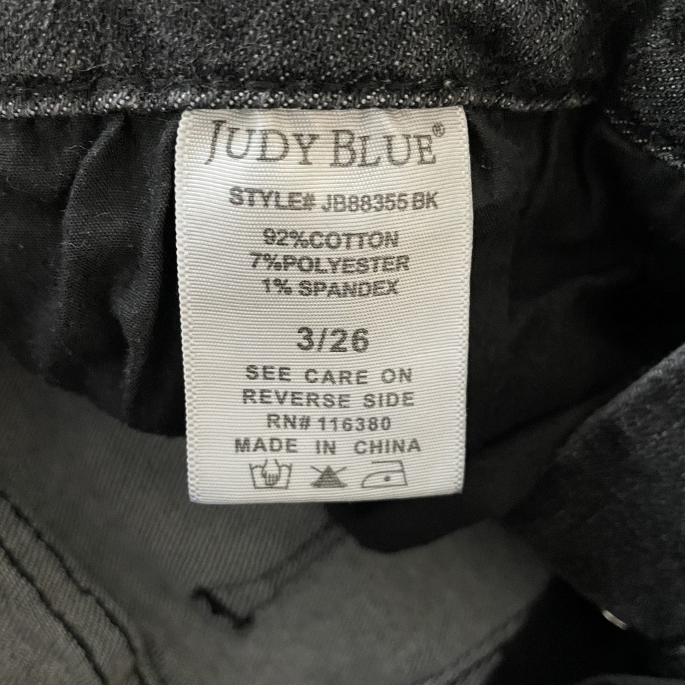 Judy Blue Black Wide Leg SZ 3/26 Trouser Jeans High Rise Button Fly Stretch Boho - Picture 11 of 11